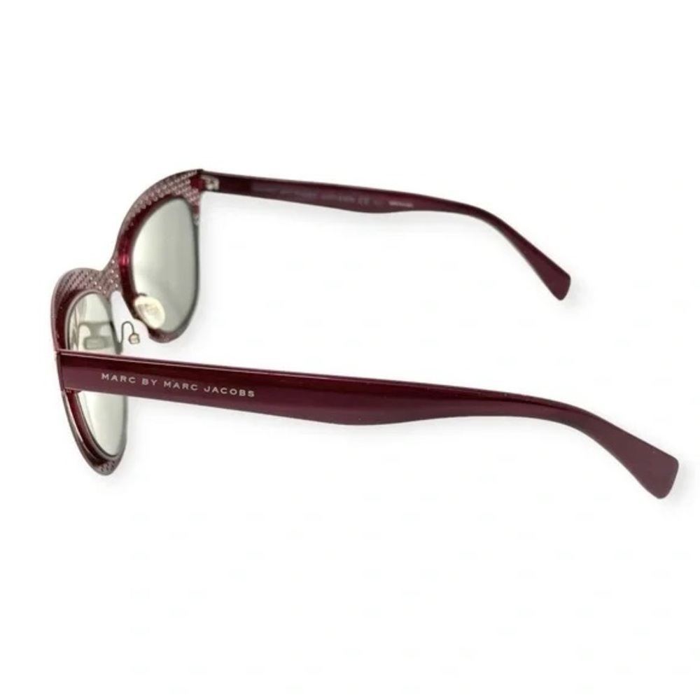 MARC JACOBS Red Burgundy Woven Metal Mirror Lens $250 Sunglasses Black Case - Picture 5 of 16